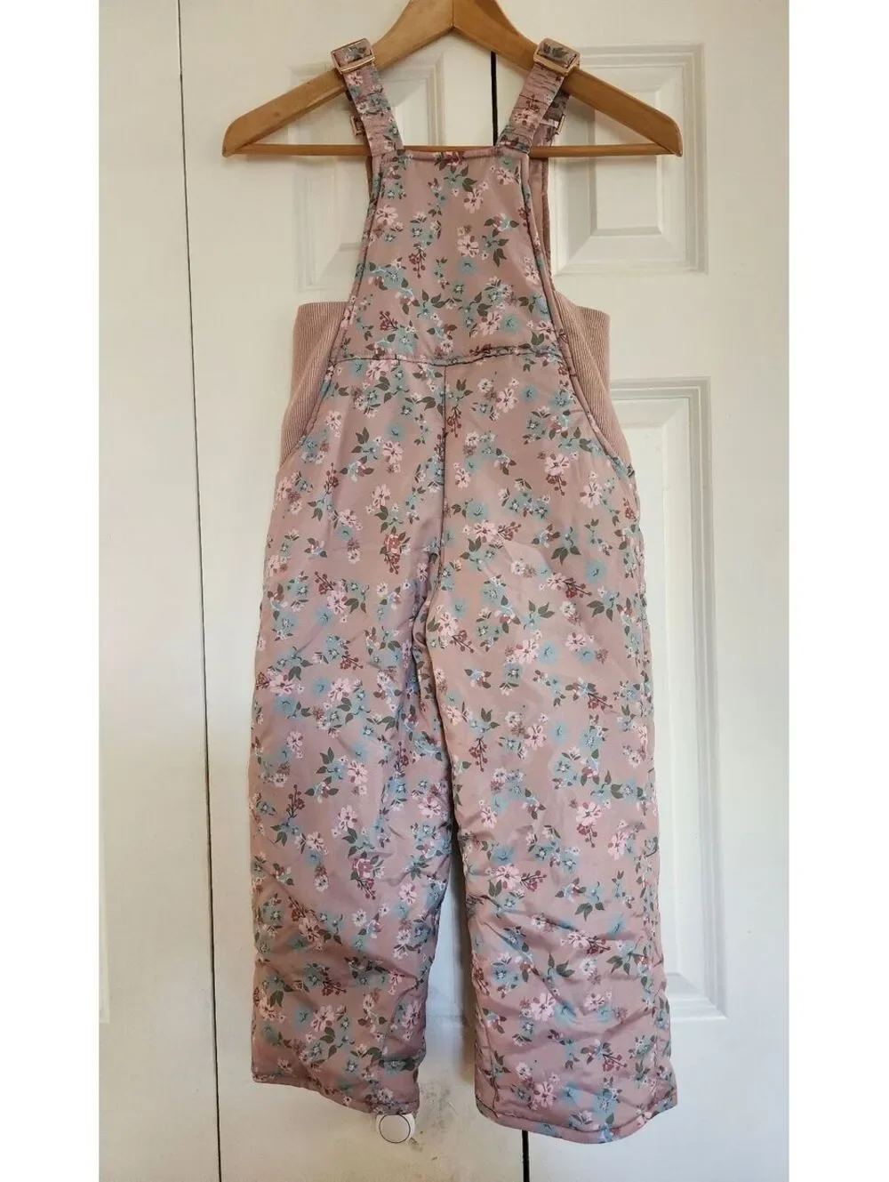 Size 5 Children's Tahari  Floral Print Insulated Snow Bib Overalls with Adjustab